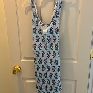 J. Crew Light Blue Floral Tank Dress with Pink & Green Print